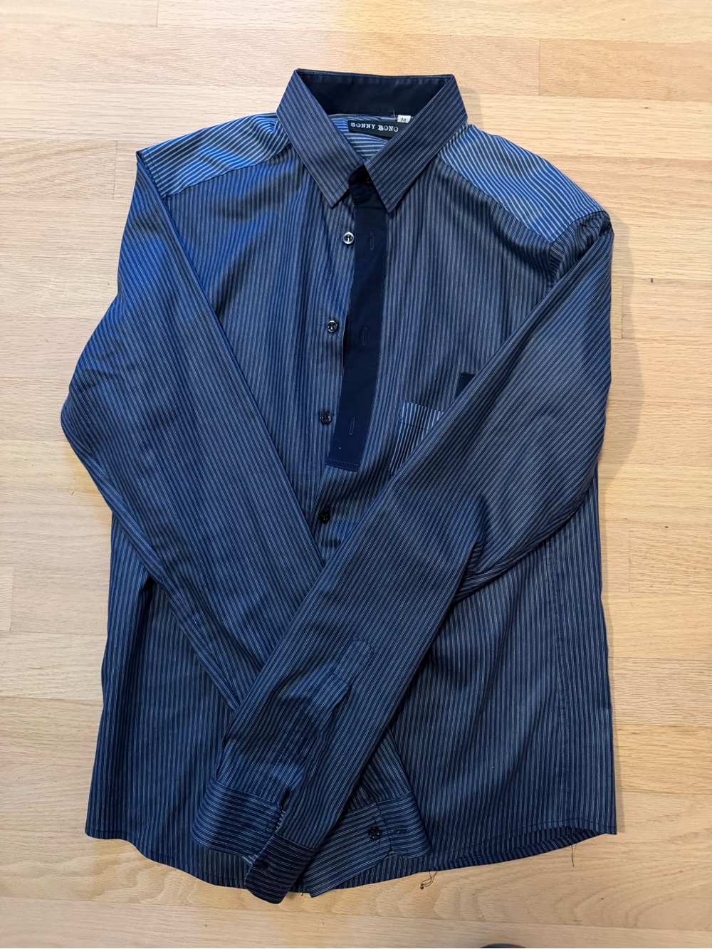 Men's Navy Pinstripe Dress Shirt by